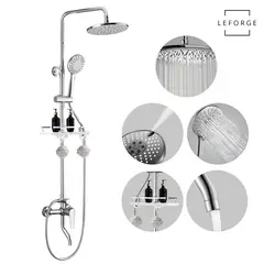 LEFORGE - Columna De Ducha Moderna 3 Funciones Monomando Con Jabonera Plateado