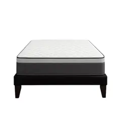 FLOBAL - Cama Europea 2 Plazas Base Dividida Negro + Colchón 150x190 cm