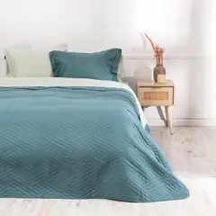 MASHINI - Set Quilt Cordoba + Sábanas 2 Plazas Microfibra Quilt Liso