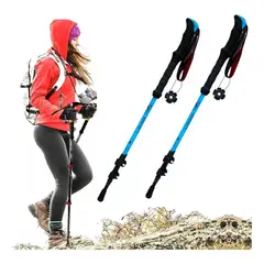 NO LOGO - 2 Bastón Trekking Senderismo Camping 3 Tramos Duralumin Azul