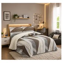 COMPRAPO - Cubrecama Quilt Juvenil Sherpa 2 Plazas Modelo Urban Lines