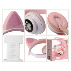 GENERICO - Auriculares Bluetooth Orejas de Gato RGB