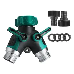 GENERICO - Divisor Manguera Metal 2 Vías +2 Conector Riego Jardín