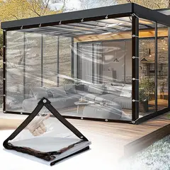KUANGYE - 3 x 4 M Lonas Transparentes Resistentes Impermeables UV Con Ojales