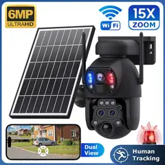 AM TECNOLOGY - Cámara De Seguridad Ptz Full Hd Con Panel Solar Wifi 6Mp Exterior Zoom15x