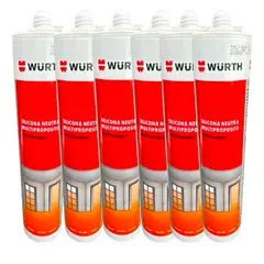 WURTH - Pack 6 Silicona Neutra BLANCA 280ml Profesional