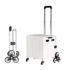GENERICO - Carrito Compras Plegable Ruedas Trepadoras 47L color Beige