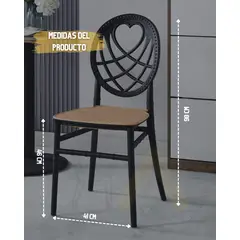 HABITA2 CHILE - Silla Amore moderna de diseño con respaldo corazón - Negro