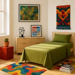 ARMONIA - Ropa de cama 1 plaza Twin 144 hilos motivo verdoso