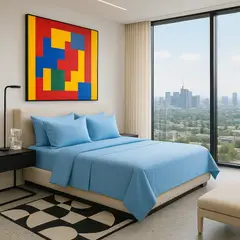 ARMONIA - Conjunto de Sábanas Signature 800 Hilos Azul 25 Plazas
