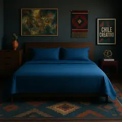ARMONIA - Conjunto de sábanas Azul Super King size 144 h Liso