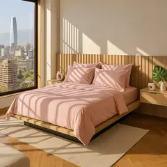 ARMONIA - Set de Sábanas Signature 800 hilos Rosado 25 Plazas