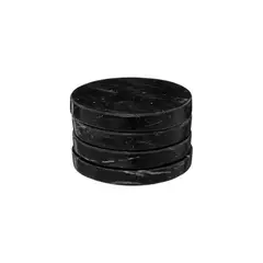 SECRET DE GOURMET - Set de 6 Posavasos de Bamboo con Soporte para Mesa y Bar - Negro