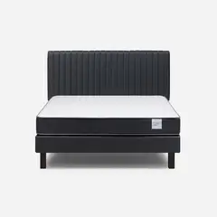 ROSEN - Cama Europea Wave 2 Plazas 150x190 cm+Respaldo Lucio Grafito