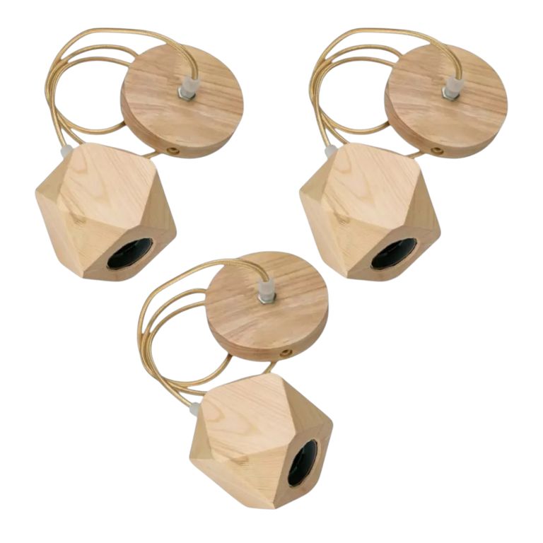 3 Soquetes Madera Porta Ampolleta E27 Modelo Beteigeuze I