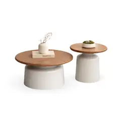 SANTU HOME & DECO - Mesa de Centro Estilo Nórdico Doble Oval