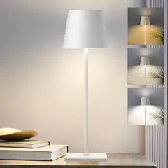 GENERICO - Lámpara escritorio, velador ó arrimo; Touch LED Metálica Minimalista – Recargable USB, Adaptable en 2 Tamaños y 3 Tonos de Luz