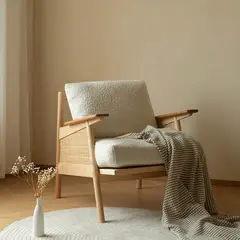 SANTU HOME & DECO - Sitial Madera Rattan Blanco Nórdico Sofa Poltrona
