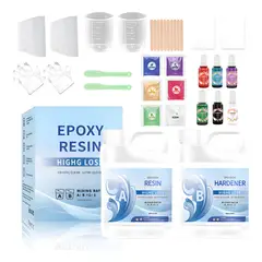 GENERICO - Kit Iniciación Resina Epóxica Cristal 1:1 34 pcs 500 ml