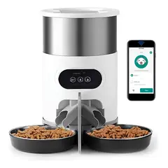 PELUDINES - Dispensador Automático Alimentos Para Mascotas Doble Robot