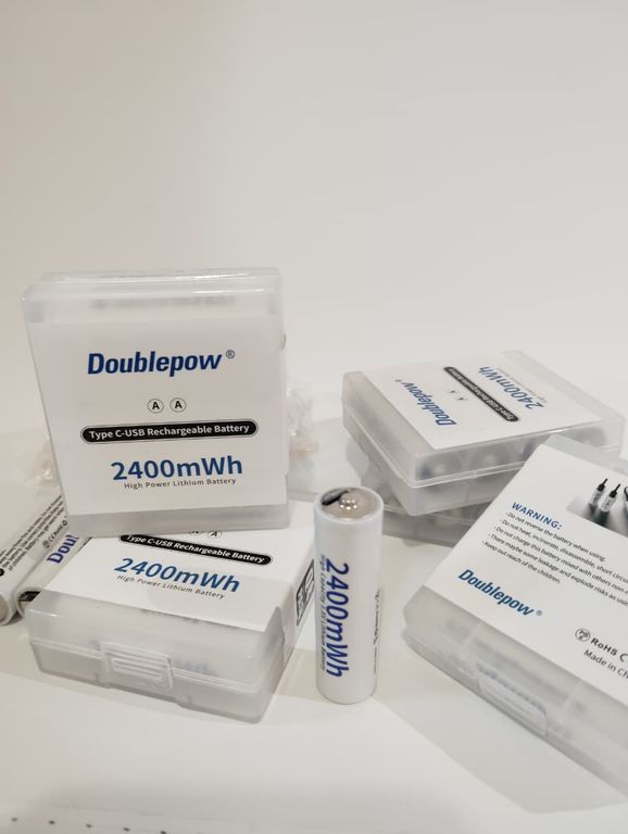Pilas Recargables AA USB-C 2400mWh 1.5V - Carga Rápida 1200 Ciclos + Cable 4 Pilas y Caja Protectora