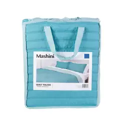 MASHINI - Quilt Toledo 2 plazas Diseño Moderno Calipso Celeste