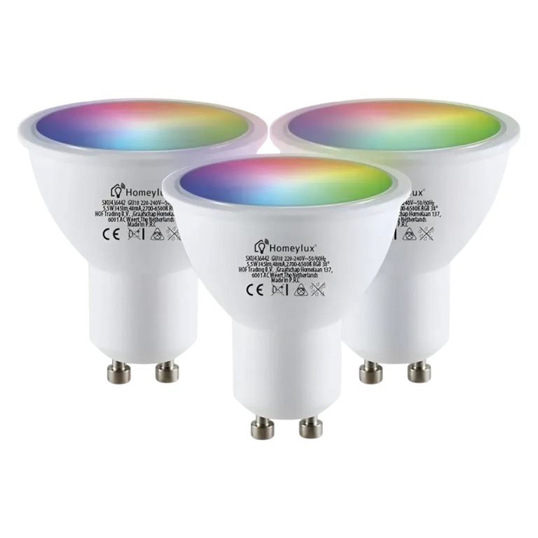 3 Ampolletas Dicroico Gu10 Smart Bright 5W RGB Wifi Dimeable