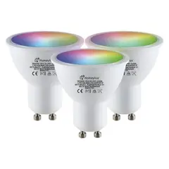 MEGABRIGHT - 3 Ampolletas Dicroico Gu10 Smart Bright 5W RGB Wifi Dimeable