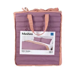 MASHINI - Quilt Toledo KING Diseño Moderno Morado Coral