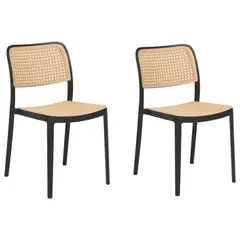 HABITA2 CHILE - Pack 2 Silla terraza urban polipropileno - negro rattan sintetico