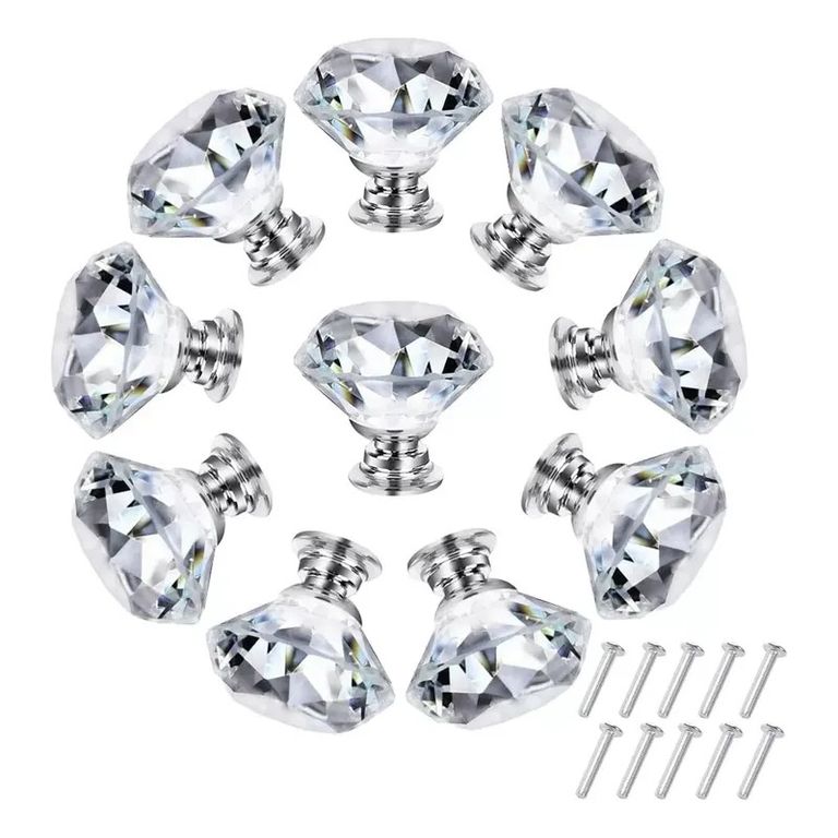 15 Perillas Jaladera De Cristal En Forma De Diamante