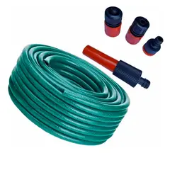 GENERICO - Manguera Para Riego Reforzada 15 mts + Pitón + 3 Conectores