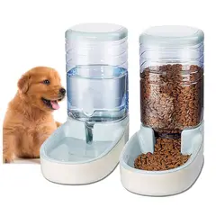 GENERICO - Pack Dispensador De Agua Y Comida Para Perros o Gatos Gris