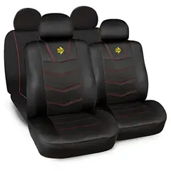 MOMO - Funda Cubre Asientos para Autos Negro con Bordado Rojo