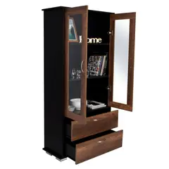 TUHOME - Vitrina Classic Color 2 Puertas 2 Cajones Caramelo Y Wengue