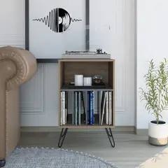 TUHOME - Mueble Auxiliar Vassel Miel Y Plomo 80x50x45 Cm