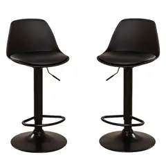 MOBOI - Pack 2 Taburetes Eames Base Negra para Cocina o Bar Negro
