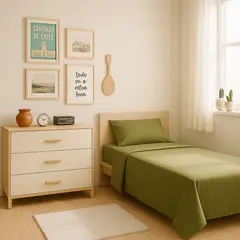 ARMONIA - Juego de sabanas 144 hilos 1½ Plazas VERDE