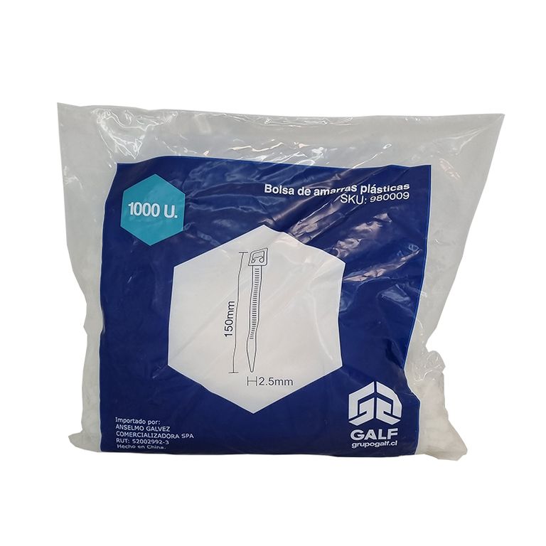 Bolsas de amarras plasticas 1000 unidades
