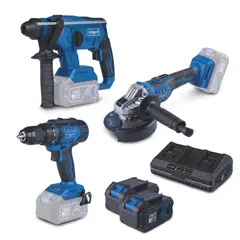 SCHEPPACH - Taladro atornillador + Rotomartillo + Esmeril con cargador doble- 2 baterias 4Ah