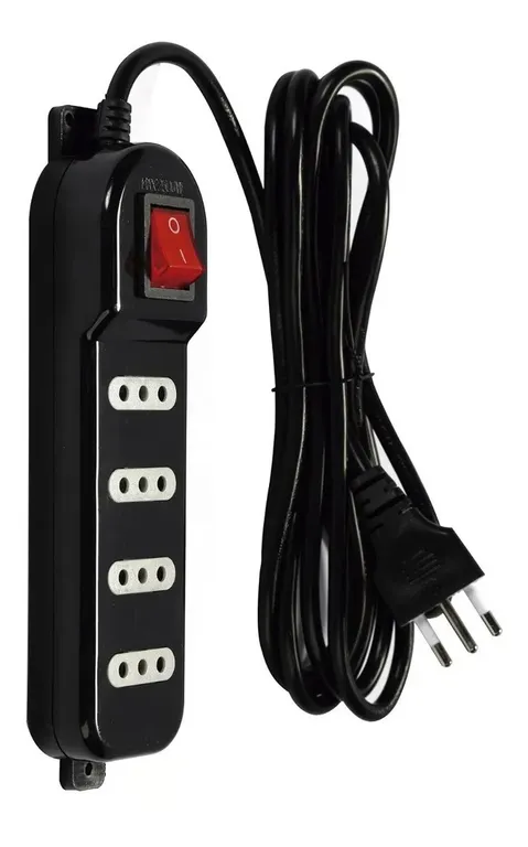 Alargador Zapatilla 4 Posiciones 3 Mts Certificada Negro