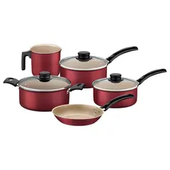 TRAMONTINA - Batería De Cocina Juego Ollas Turim 5 Piezas Rojo