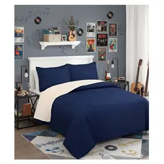 COMPRAPO - Cubrecama Quilt Juvenil Sherpa 1.5 Plazas Chiporro Mod. Azul + Funda