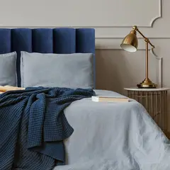 GENERICO - Respaldo Tubular al piso Felpa Azul Marino 1 plaza