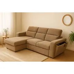 SWEET HOGAR - Sofá seccional color café modelo Roma