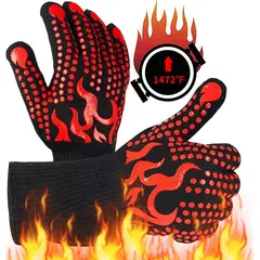 KUANGYE - Guantes Alta Temperatura Cocina Asado Parrilla Bbq Set 2