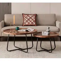 IDEEHOUSE - Juego Mesa De Centro Living Madera Nactura Moderna