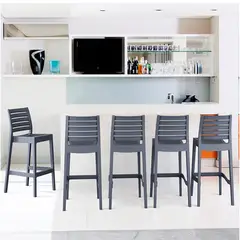 DECO EXTERIOR - 4 Taburetes de exterior Ares 75 - Gris