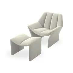 SANTU HOME & DECO - Sitial Velvet Crema con Apoyapiés