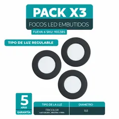 EGLO - Foco embutido FUEVA regula cálido neutro frío SET 3X3W Cd901385